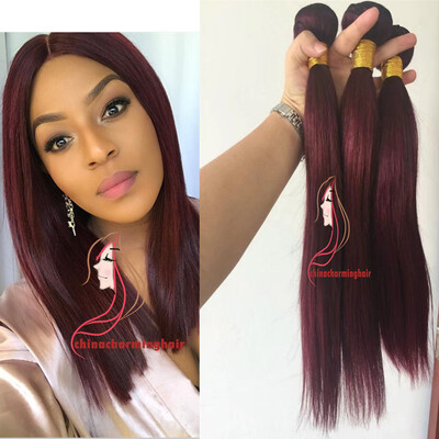 

Бразильская Virgin Hair Straight TOP burgundy Цвет 99 # Перуанские индийские малазийские ремни для волос Remy для волос 3 комплекта