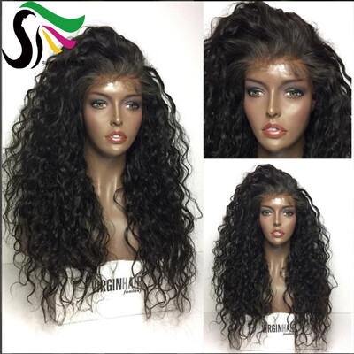 

9A Pre Plucked Lace Front Human Hair Wigs With Baby Hair 150 Density Water Wave Brazilian Virgin Hair Wig For Black Women