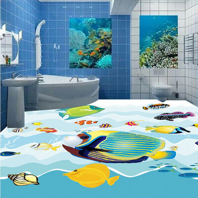 

Free Shipping HD underwater world 3D floor painting waterproof self-adhesive bedroom living room flooring mural 250cmx200cm