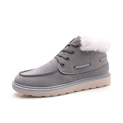 

Leisure and mid-cut with plush, Warm boots, Men's shoes