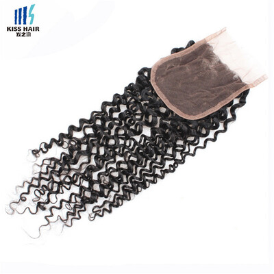 

kisshair 8a grade kinky curly Swiss lace closure unprocessed remy Brazilian human hair 44 lace closure