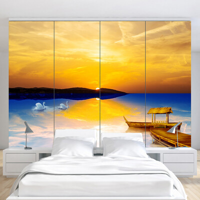 

Custom Printed Wallpaper Mediterranean Style 3D Sunset Seascape Scenery Home Wall Decorations Living Room Bed Room Art Wallpaper