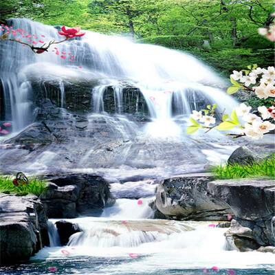 

Пользовательские обои для рабочего стола Обои 3D Mountain Water Landscape Waterfall Living Room Вход в ресторан Обои для стен Roll