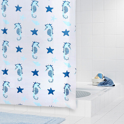 

Jingdong Supermarket Homix 200 180cmPEVA waterproof shower curtain blue hippocampus