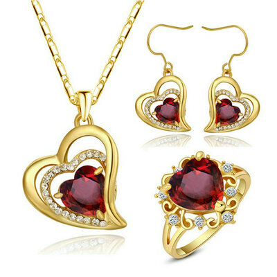 

Yoursfs® 18K Yellow Gold Plated Heart in Love Earring And Ring Jewelry Use Champagne Austrian Crystal Bridal Sets