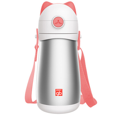 

Gb good child insulation bounce nozzle cup with strap 350mL cat series - red
