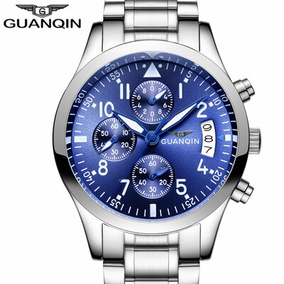 

GUANQIN Men's Watch Waterproof Business Quartz Watch Men's Sport Stainless Steel Watch