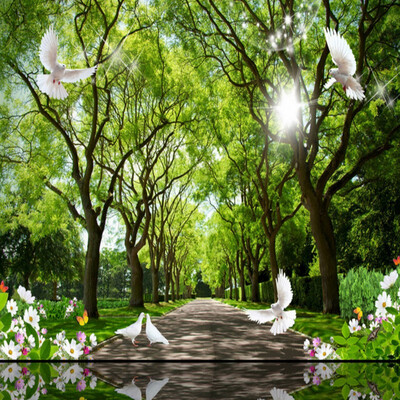 

Custom 3d mural Tree green clear sky background wall living room lobby mural 3D stereo bedroom restaurant wallpaper