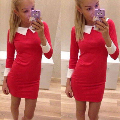 

Lovaru ™2015 hot hot summer style dresses sheath solid long sleeve women dress plus size party lady female vestidos