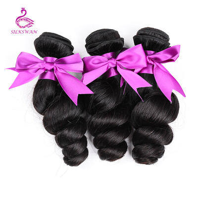 

Silkswan Human Hair Bundles Indian Hair Loose Wave 8-28 Inch Remy Hair Natural Color Free Shipping