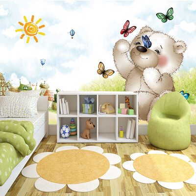 

Пользовательские обои Mural Papel De Parede 3D Cartoon Naughty Bear Детская комната Спальня Нетканые печатные обои Murals 3D