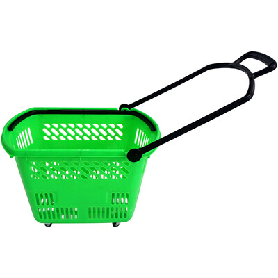 

Tengchi CT supermarket store shopping basket trolley plastic shopping basket hand basket shopping grocery basket supermarket shopping cart plastic drain basket 35L blue four wheel