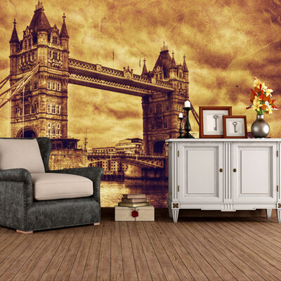 

Настроить любой размер Office Den Living Room Backdrop Wall Murals Европейский арт-ролик 3D Стерео Нетканые обои Лондонский мост