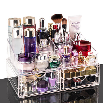 

Vilscijon Victorian transparent acrylic rotating cosmetic case storage box large desktop cosmetic lipstick finishing box jewelry storage box three layers 2252