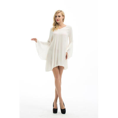 

CANIS@2017 New Women Hot V Neck Long Sleeve Lace Holiday Beach Dress