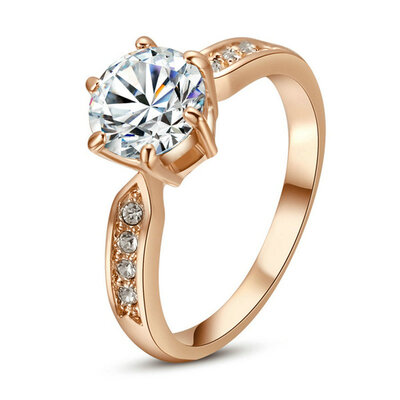 

Yoursfs® 18K Rose Gold Plated 1.4Ct Simulated Diamond Classical Promise Ring Use Austrian Crystal Fashion Jewelry