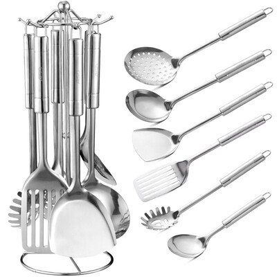 

Jingdong Supermarket Ai Shida G series stainless steel seven sets of shovels SSQ-07G kitchen accessories flat shovel shovel spoon spoon noodles fishing shovel shovel spoon scaffolding
