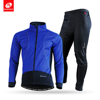 

NUCKILY Mens Winter Windproof Outdoor Apperal Breathable Polyester Cycling Sports jersey Suit