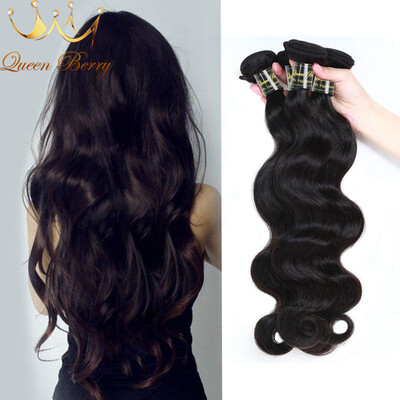 

Queen Berry Brazilian 7A Body Wave 3pcs 100% Human Hair Unprocessed BodyWave Hair Good Cheap 8-28 inch Virgin Hair Natural Color