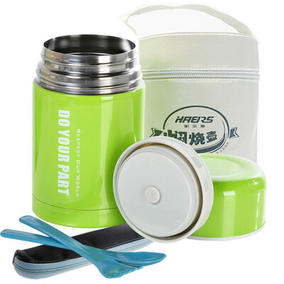 

【Jingdong supermarket】 HALs 750ml stainless steel vacuum insulation stew pot home office lunch box porridge pot LTH-750A green (with handbag cutlery