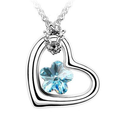 

Flower Necklace Crystal from Austrian High Quality Heart Pendants Necklace For Women Bijouterie Female Gift .112