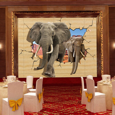 

Custom 3D Photo Kids Wallpaper Lifelike Animals Wall Mural Elephant Broken Wall kids Bedroom TV Backdrop Wall Paper For Walls