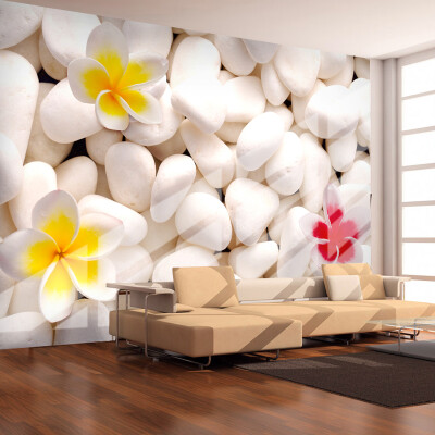 

Modern Simple White Stone Flowers Photo Wallpaper Living Room TV Bedroom Study Backdrop Wall Covering 3D Wall Mural Wall Papers