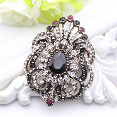 

Fashion Women Jewelry Turkish Brooch Blue Crystal Rhinestone Peacock Broches Brooches Ladies Scarf hijab Pins Best Royal Gift