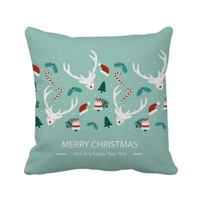 

Christmas Elk Hat Bell Tree Festival Square Throw Pillow Insert Cushion Cover Home Sofa Decor Gift