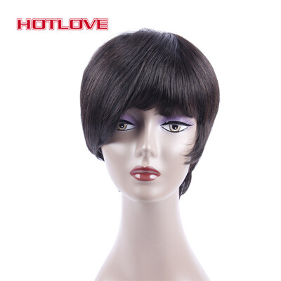 

HOTLOVE Hair  Lace Short Bob Human Hair Wigs For Black Women With Baby Hair Brazilian Natural Wave Non Remy Hair