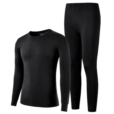 

Playboy Qiuyi Qiuku mens thin section cotton thermal underwear set round neck base underwear cotton sweater black XL