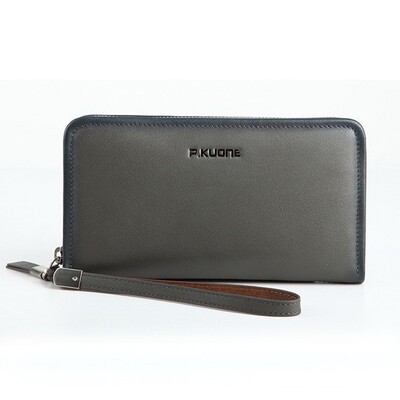 

P.kuone® new men's genuine leather wallets soft leather clutch business men leather clutch man bags large capacity wrist bag