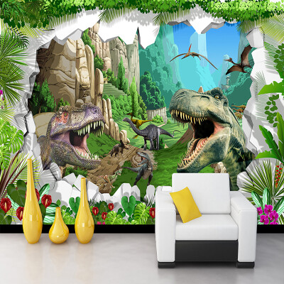 

Custom Mural Wallpaper 3D Cartoon Dinosaur Living Room TV Background Wall Mural Childrens Room Bedroom Photo Backdrop Wallpaper