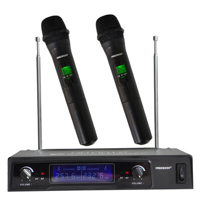 

Freeboss KV-8500 Dual Way 2 Handheld VHF Wireless Microphone with Screen for Party, Meeting, Karaoke Microphone System