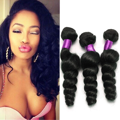 

Brazilian Loose Wave Human Hair Extensions 7A Brazilian Virgin Hair 3 Bundles Unprocessed Brazilian Loose Wave Virgin Human Hair