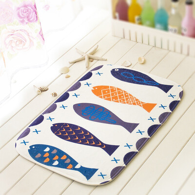 

[Jingdong supermarket] green reed personalized printing and dyeing mats mattress water suction non-slip bathroom kitchen foot pad fish 40 * 60cm