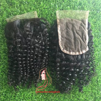 

Brazilian Kinky Curly Closure 4x4 Human Hair Lace Closure Free Part Human Hair Natural Color 10-22 Inch