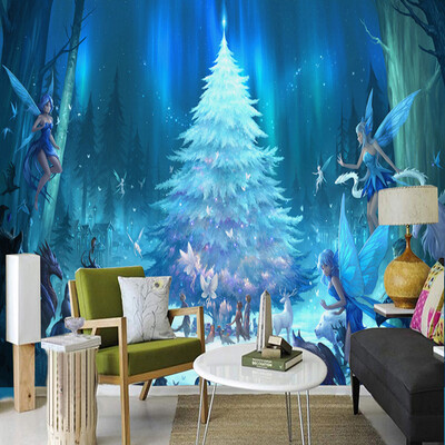 

Custom 3D Stereo Cartoon Fluorescent Tree Photo Mural Wallpaper Kids Room Personality Abstract Anime Wall Paper Papel De Parede