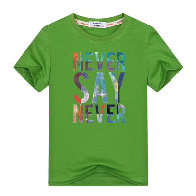 

3-13y Kids Summer Colorful Letter Никогда не говори никогда Футболка мальчиков Девочки 100% Хлопок O-Шея с коротким рукавом Футбол