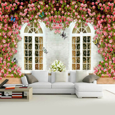 

Высокое качество Custom Mural Wallpaper Creative Flowers Window Wall Large Mural Нетканые наклейки настенные Настенные обои для стен