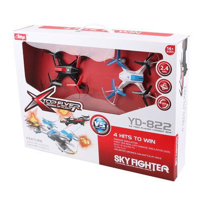 

Yadai toys (attop) remote control aircraft YD822 air combat odds 2.4G four-way infrared fighting mini four-axis aircraft (set)