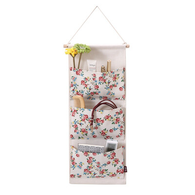 

Jingdong supermarket overflowing years of Japanese-style storage bag wall after the door storage multi-storey storage bag 3 grid cotton&linen waterproof storage bag DKG5567