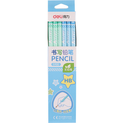

Deli HB student writing sketch pencil triangle color random 12 box S900-HB
