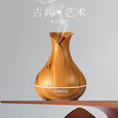 

ESCASE Humidifier 500ml Large-capacity Home Quiet Mini Office Bedroom Humidification&Aromatherapy Humidification Function 360 Degree Rotation Out of Fog Wood Pattern Vase Series Pear Color