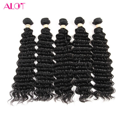 

Alot Hair Brazilian Deep Wave 5 Bundle /Lot 100% Virgin Human Hair Extension Weave Natural Color Deep Curl Free Shipping