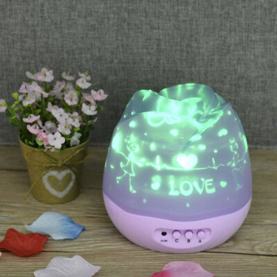 

Проектор Ночной свет Романтические розовые бутоны с вращающимися детьми Детское освещение сна Sky Star Light Fashion Bedroom Lamp