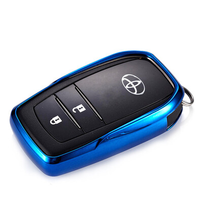 

Di Galen Toyota car key bag new Highlander rav4 Rong Kai Camry Corolla double engine Reiz Prado key set modified key shell buckle A smart - electric light blue