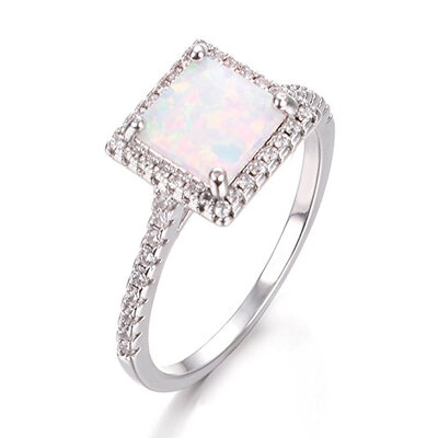 

Yoursfs Opal Engagement Ring Lab Created White Opal Ring For Women's Promise Ring
