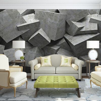 

Дизайнерский дизайн Mural Wall Paper 3D Stereo Geometry Цемент Фреско Офисная галерея Кафе Столовая Современное искусство Декор Обои