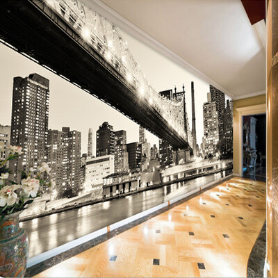 

Home Improvement Custom 3D Wall Mural Ретро Черно-белый городской мост Пейзаж обои для рабочего стола Офисная комната Стены